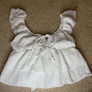 White Ruffled Women's Top